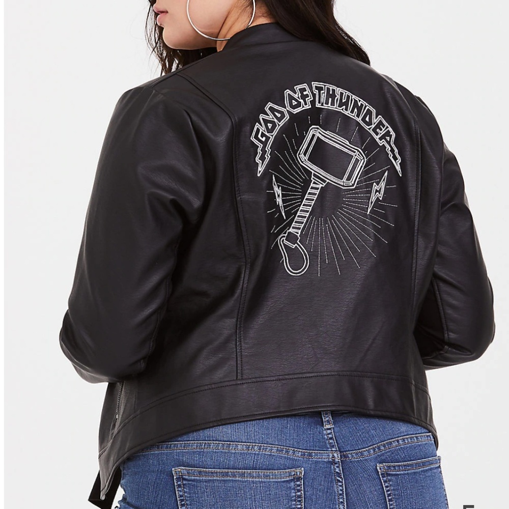 MARVEL THOR BLACK EMBROIDERED MOTO JACKET